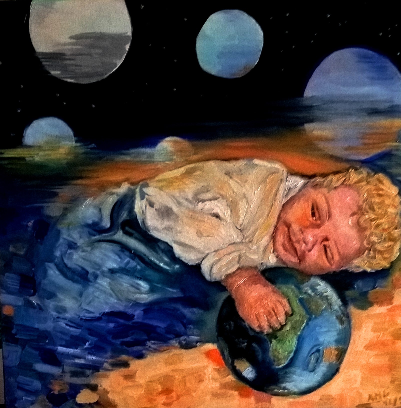 La Natività - Olio su tela - 50x50cm - Anne-Marie Lefebvre